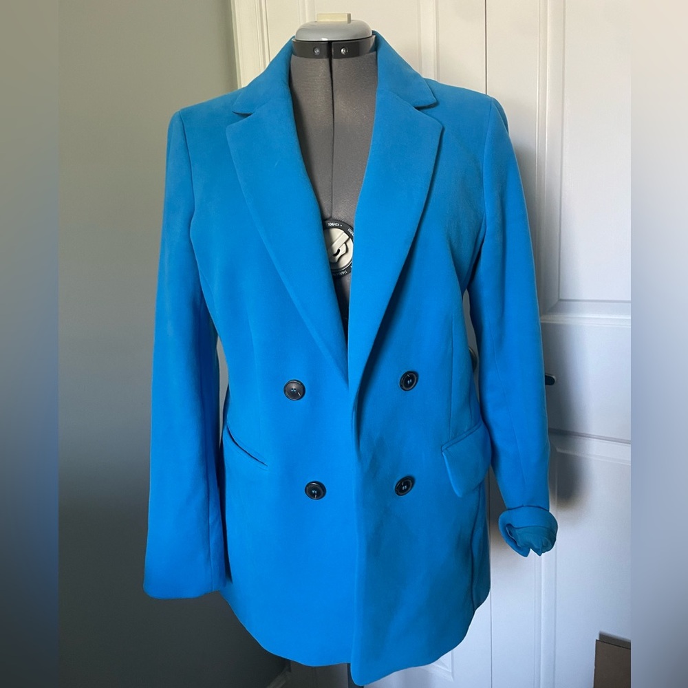 NWT Talbots Cyan Blue Double-Breasted Women's Blazer 12